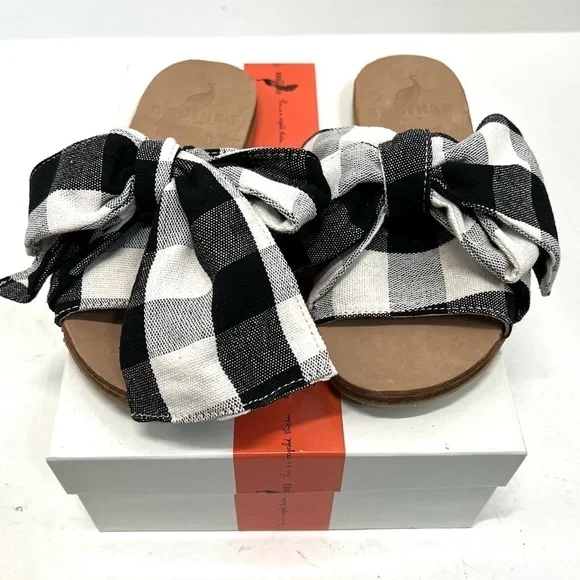 Brother Vellies Burkina Slide Montauk Picnic Gingham Bow Sandals NWT Women’s 8 - Picture 15 of 15